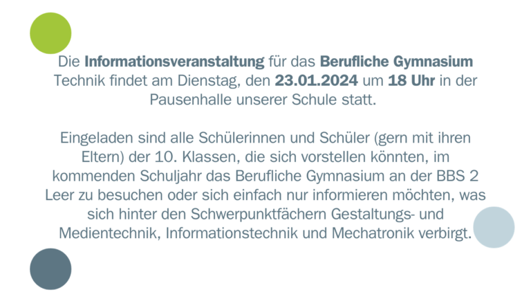 Einladung Info-Veranstaltung Berufliches Gymnasium 2024